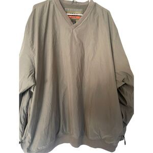 Izod Mens Windbreaker Jacket Pullover Golf Nylon Mesh Lined Tan 2XL
